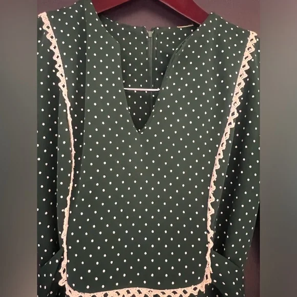 Vintage 70s Bib Front Tie Back Prairie Long Sleeve Maxi Dress - Picture 10 of 14